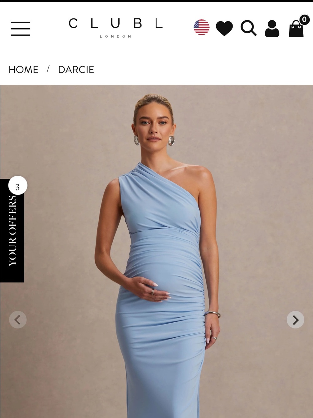 NWT size 8 Club L London One-Shoulder Light Blue full length dress